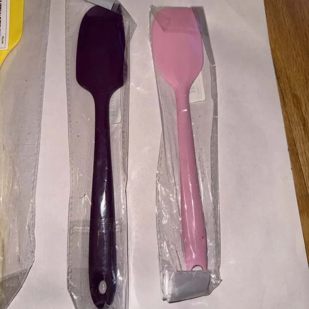 Set Of Five Pastel Silicone Spatulas With Free Plastic Ladle